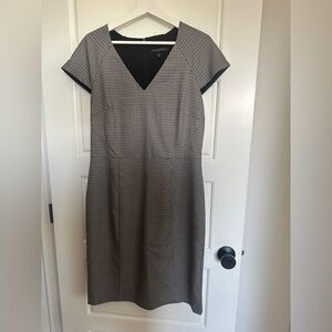 Banana Republic Black and White Checkered Midi Dress